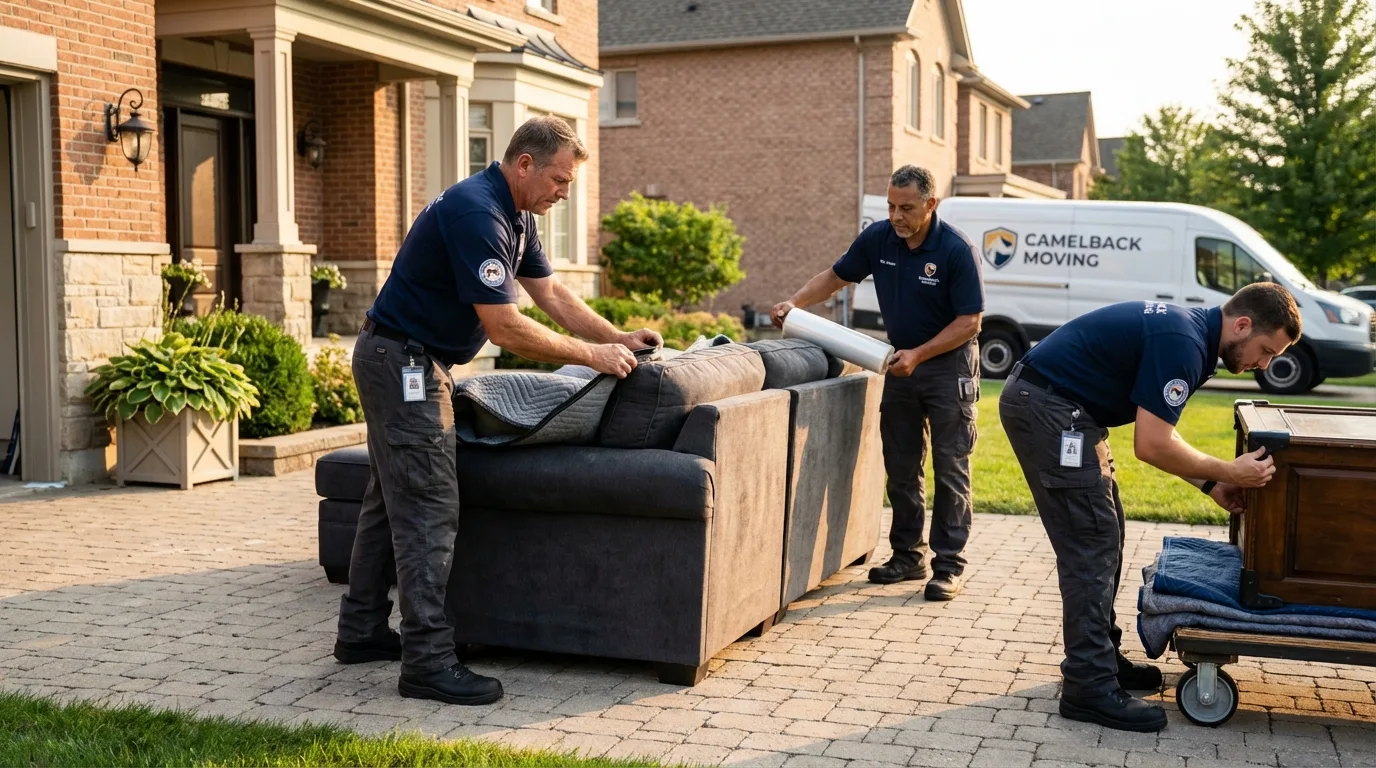 Large estate moving crew wrapping furniture in Hawley, PA